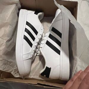 Adidas Grand Court 2.0 K White and Black Sneakers